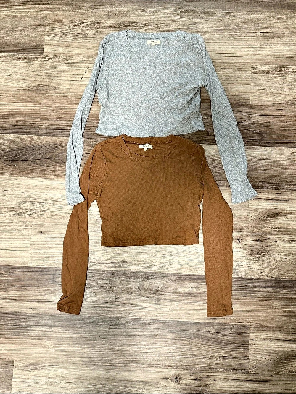 Madewell Fine Ribbed Supercrop Crewneck Long-Sleeve Tees